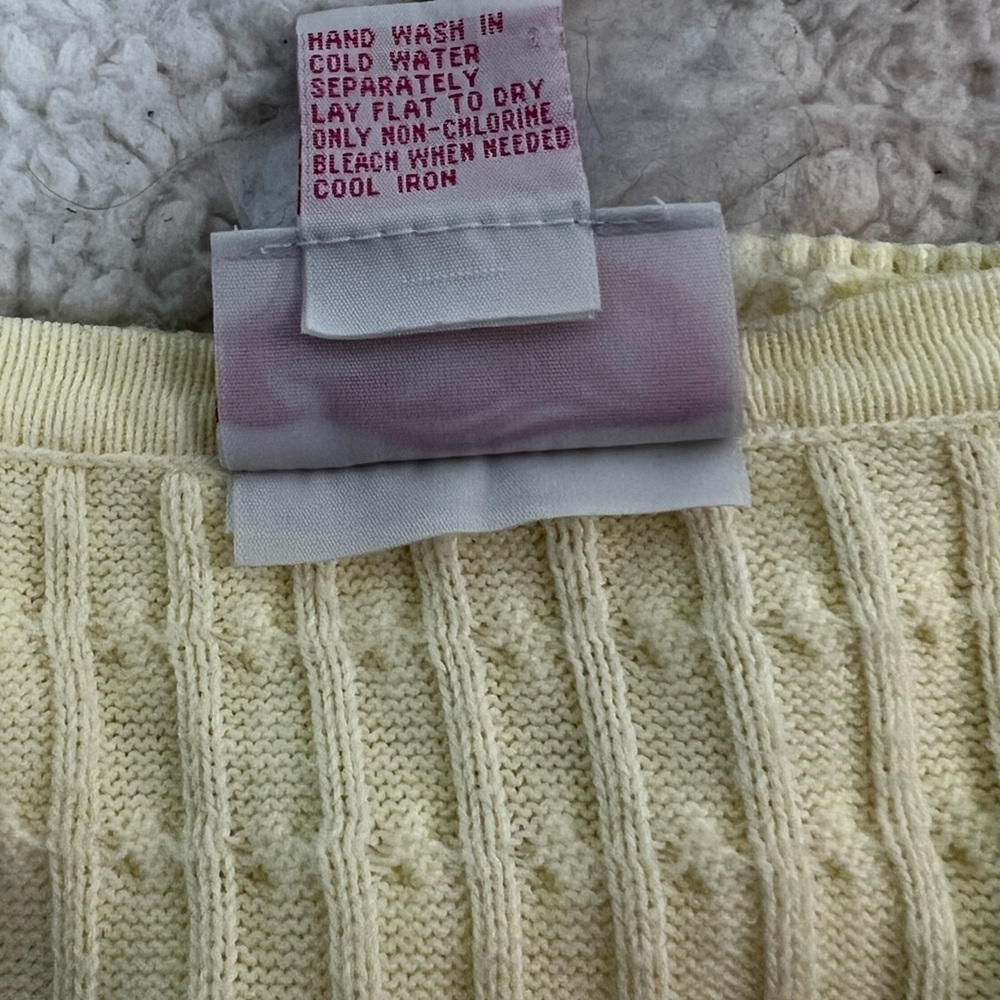 Crystal Kobe Women's Yellow 3/4 Sleeve Cotton Sweater Size: Large - Picture 8 of 8